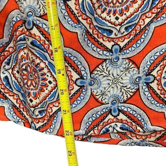 Crown & Ivy Orange and Blue Paisley Bell Sleeve Top, Size PS - Picture 9 of 9